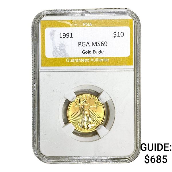 1991 1/4oz $10 Gold American Eagle PGA MS69