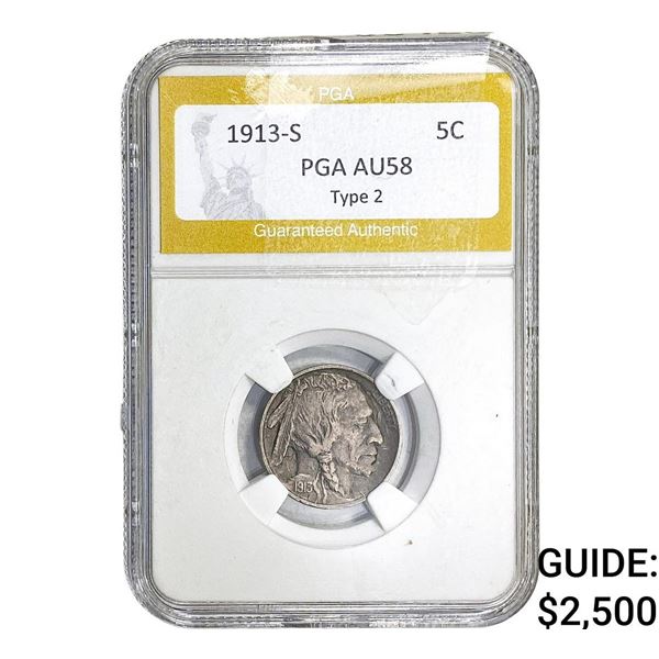 1913-S Buffalo Nickel PGA AU58