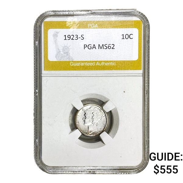 1923-S Mercury Silver Dime PGA MS62
