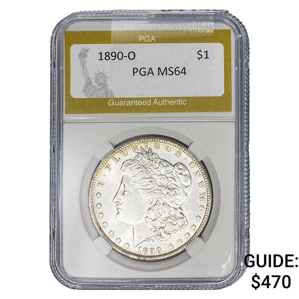 1890-O Morgan Silver Dollar PGA MS64