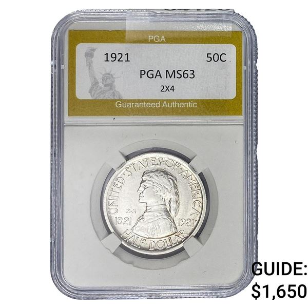 1921 Missouri Half Dollar PGA MS63 2x4