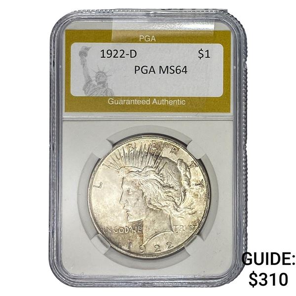 1922-D Silver Peace Dollar PGA MS64
