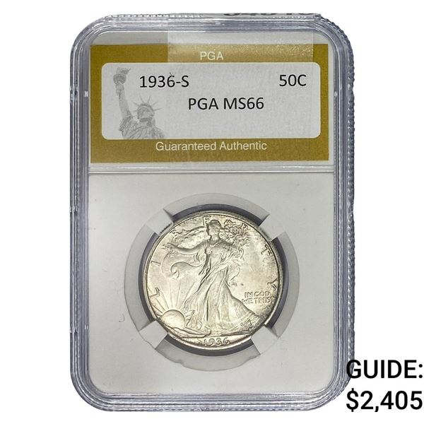 1936-S Walking Liberty Half Dollar PGA MS66
