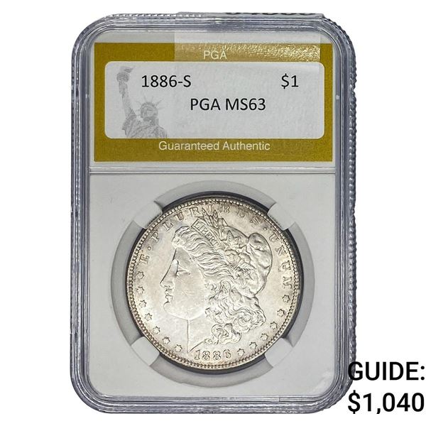 1886-S Morgan Silver Dollar PGA MS63