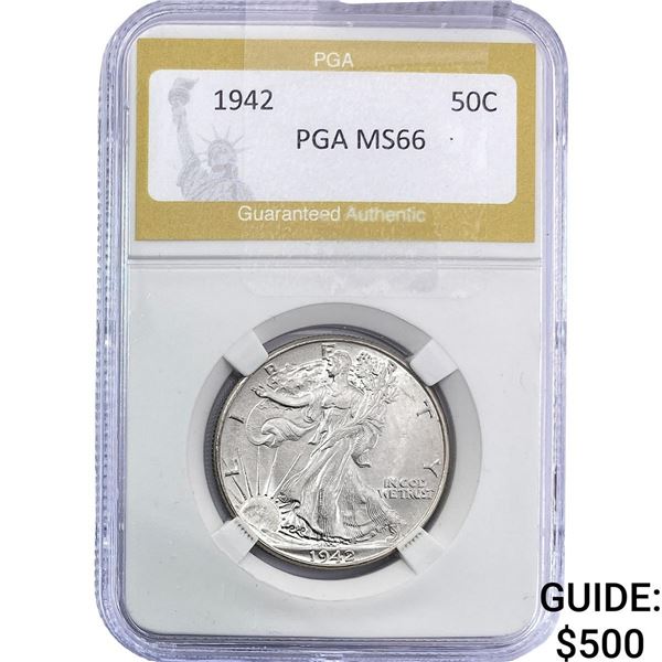 1942 Walking Liberty Half Dollar PGA MS66