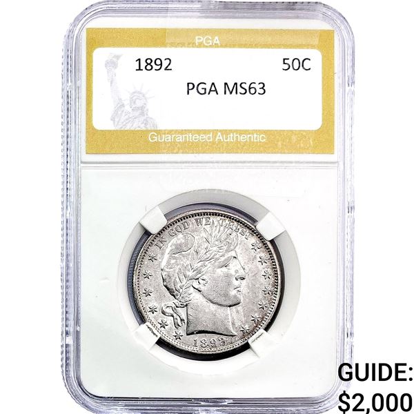 1892 Barber Half Dollar PGA MS63
