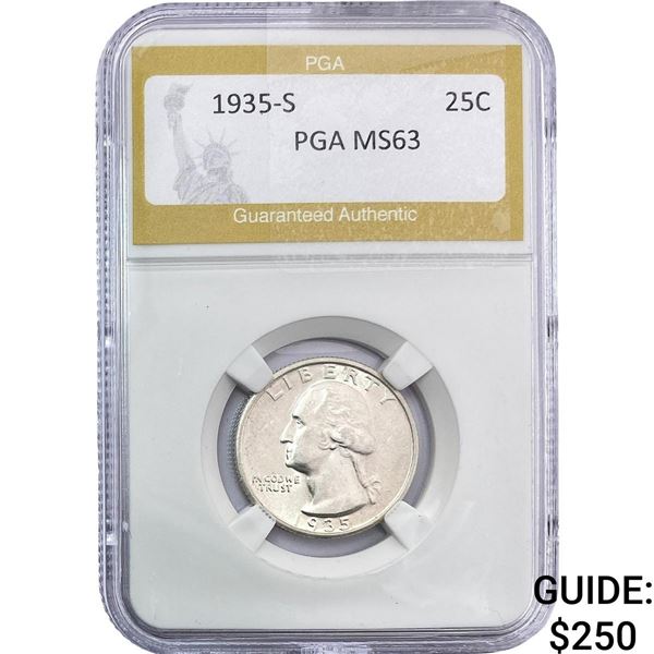 1935-S Washington Silver Quarter PGA MS63