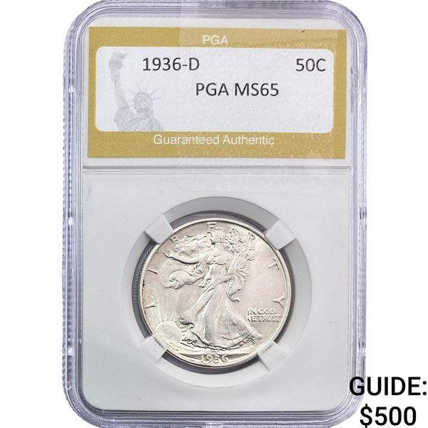 1936-D Walking Liberty Half Dollar PGA MS65