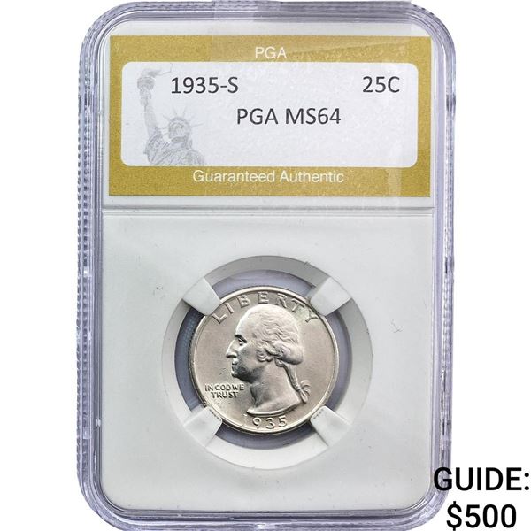 1935-S Washington Silver Quarter PGA MS64