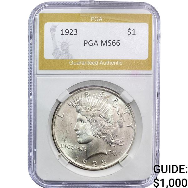 1923 Silver Peace Dollar PGA MS66