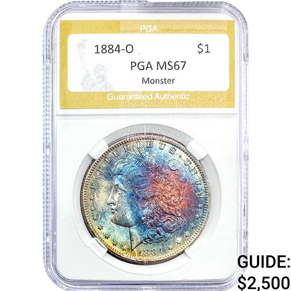 1884-O Morgan Silver Dollar PGA MS67 Monster