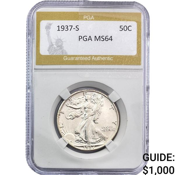1937-S Walking Liberty Half Dollar PGA MS64
