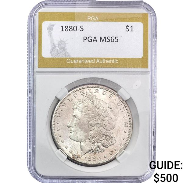 1880-S Morgan Silver Dollar PGA MS65