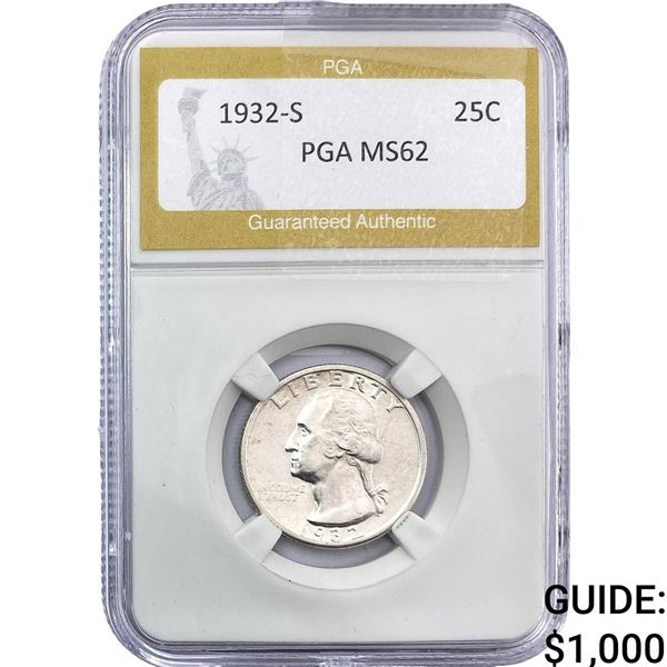 1932-S Washington Silver Quarter PGA MS62