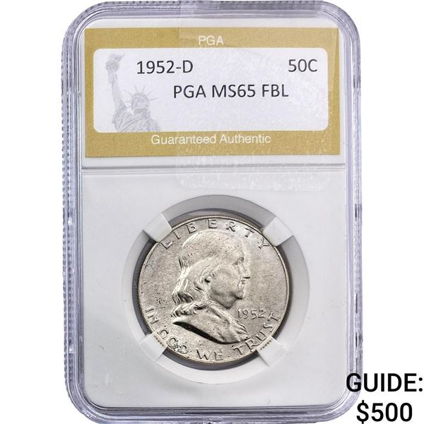 1952-D Franklin Half Dollar PGA MS65 FBL