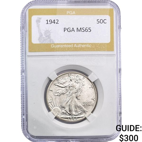 1942 Walking Liberty Half Dollar PGA MS65
