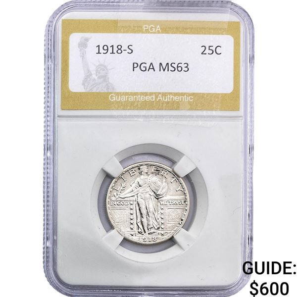 1918-S Standing Liberty Quarter PGA MS63