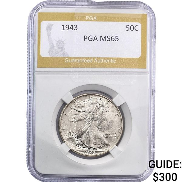 1943 Walking Liberty Half Dollar PGA MS65