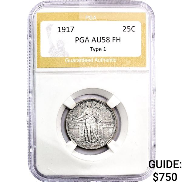 1917 Standing Liberty Quarter PGA AU58 FH Type 1