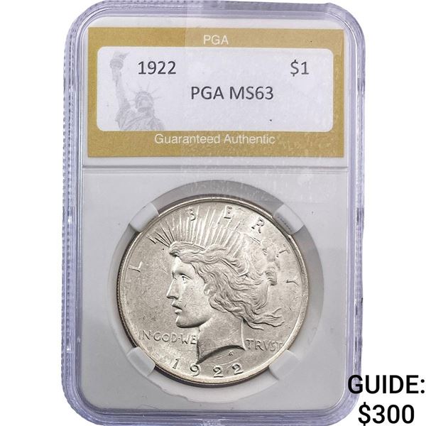 1922 Silver Peace Dollar PGA MS63
