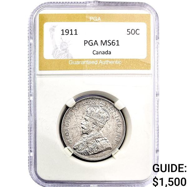 1911 Canada Silver Half Dollar PGA MS61