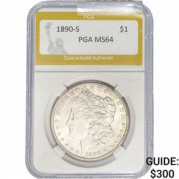1890-S Morgan Silver Dollar PGA MS64