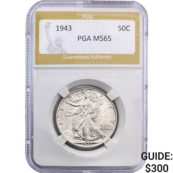 1943 Walking Liberty Half Dollar PGA MS65