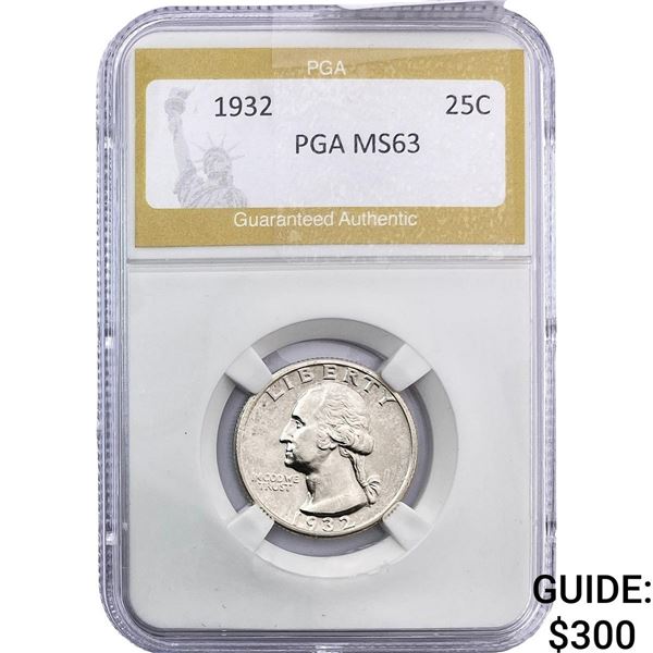 1932 Washington Silver Quarter PGA MS63