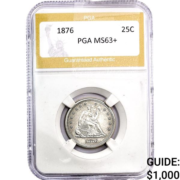 1876 Seated Liberty Quarter PGA MS63+