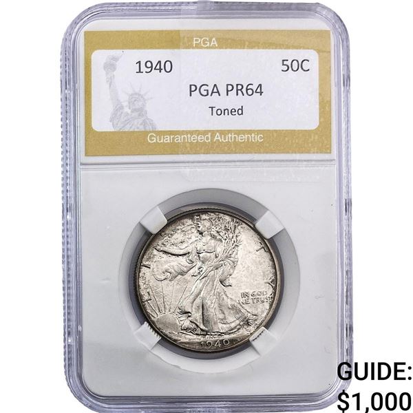 1940 Walking Liberty Half Dollar PGA PR64 Toned