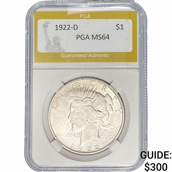 1922-D Silver Peace Dollar PGA MS64