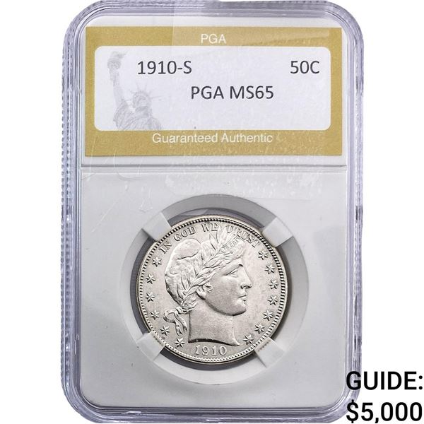 1910-S Barber Half Dollar PGA MS65