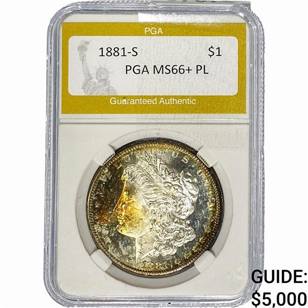 1881-S Morgan Silver Dollar PGA MS66+ PL