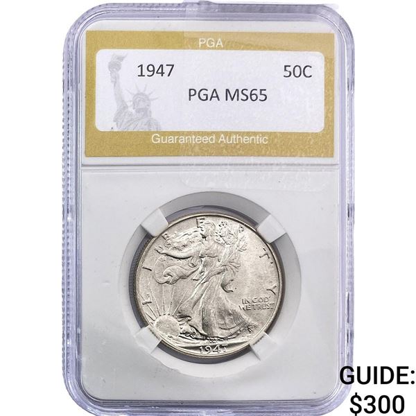 1947 Walking Liberty Half Dollar PGA MS65
