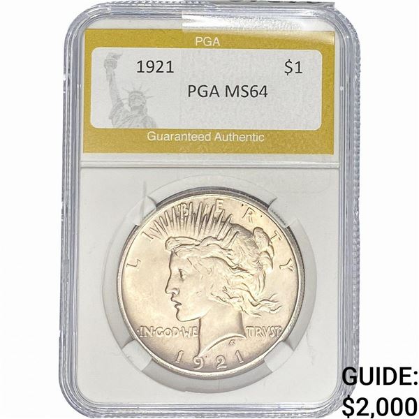 1921 Silver Peace Dollar PGA MS64