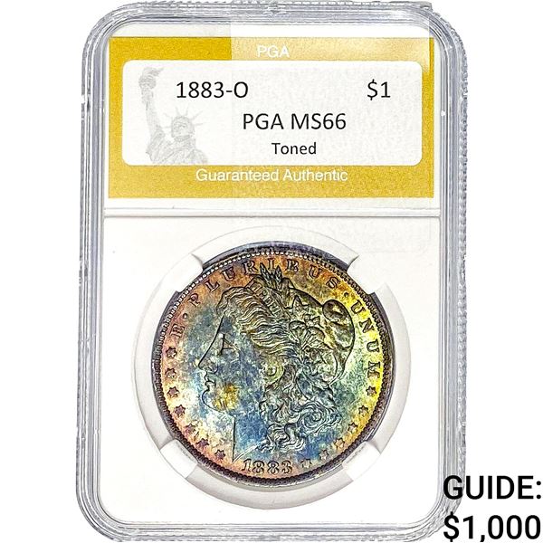 1883-O Morgan Silver Dollar PGA MS66 Toned