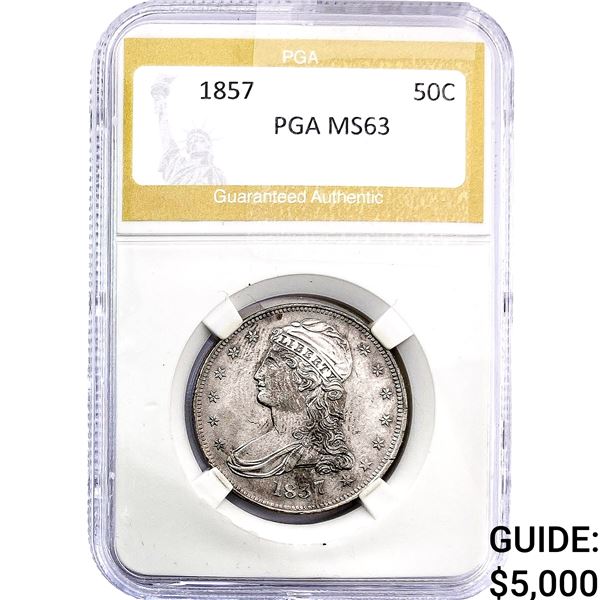 1857 Capped Bust Half Dollar PGA MS63