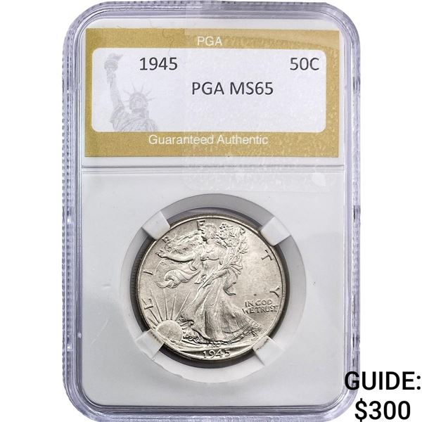 1945 Walking Liberty Half Dollar PGA MS65