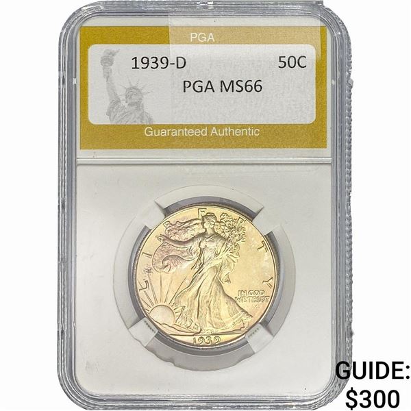 1939-D Walking Liberty Half Dollar PGA MS66