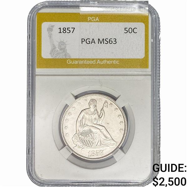 1857 Seated Liberty Half Dollar PGA MS63