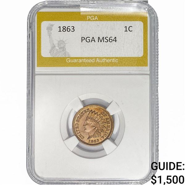 1863 Indian Head Cent PGA MS64