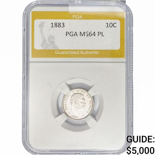 1883 Kingdom of Hawaii Dime PGA MS64 PL
