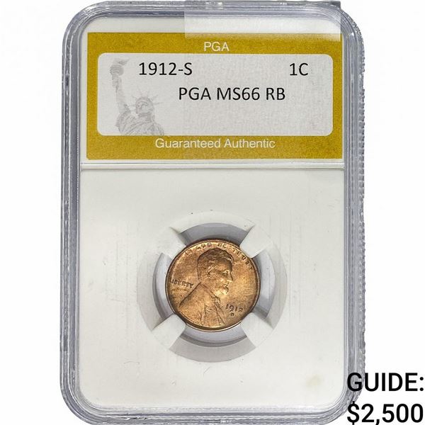1912-S Wheat Cent PGA MS66 RB