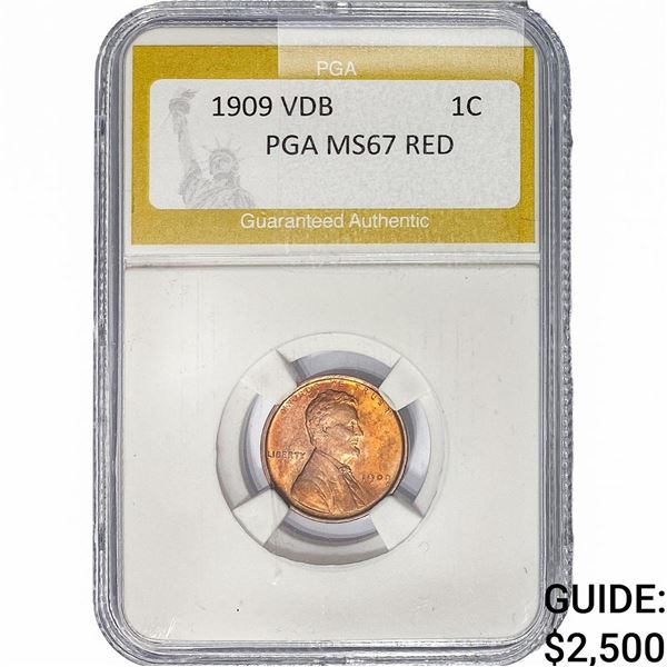 1909 VDB Wheat Cent PGA MS67 RED