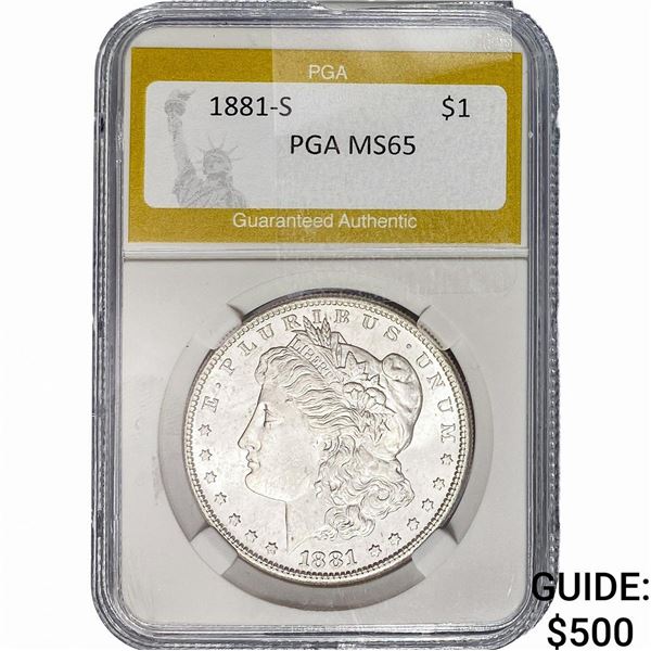 1881-S Morgan Silver Dollar PGA MS65