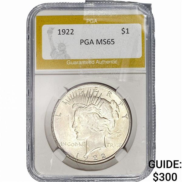 1922-D Silver Peace Dollar PGA MS65