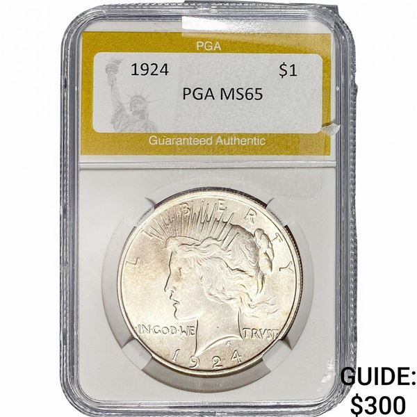 1924 Silver Peace Dollar PGA MS65