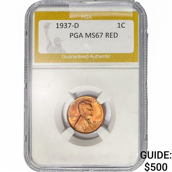 1937-D Wheat Cent PGA MS67 RED