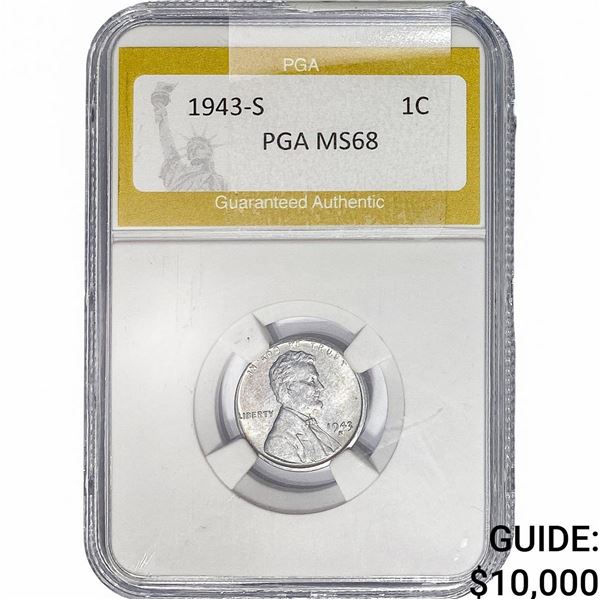 1943-S Wheat Cent PGA MS68