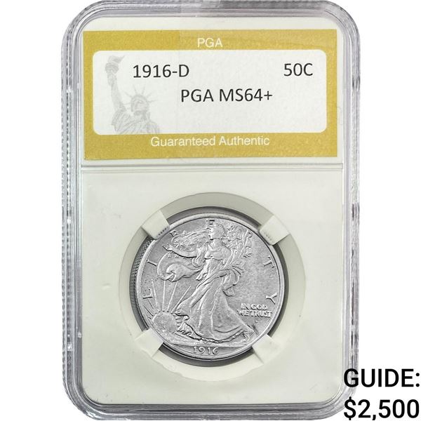1916-D Walking Liberty Half Dollar PGA MS64+